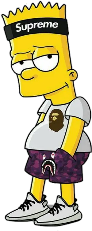 Stylish Bart Simpson Supreme Outfit.png PNG image