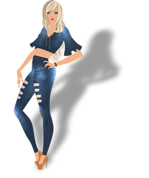 Stylish Blonde Anime Girlin Denim