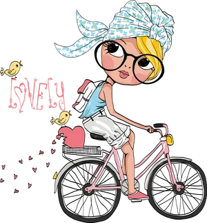 Stylish Cartoon Girlon Bike