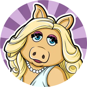 Stylish Cartoon Pig Portrait PNG image