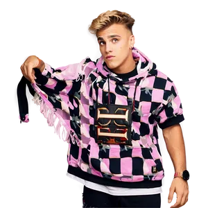Stylish Checkered Hoodie Man PNG