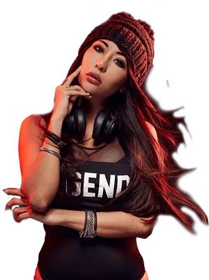 Stylish D Jwith Headphones PNG