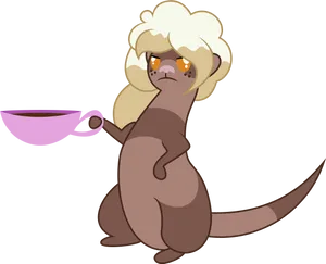 Stylish Ferretwith Cup PNG