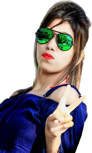 Stylish Girlin Sunglasses PNG image