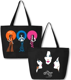 Stylish Graphic Tote Bags PNG image