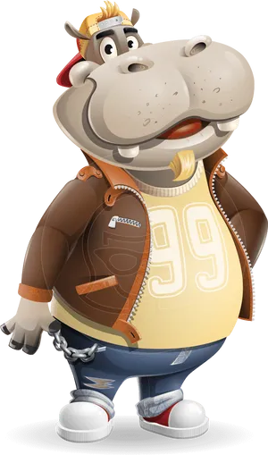 Stylish Hippo Cartoon Character PNG image