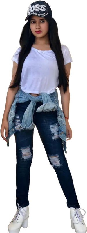 Stylish Indian Girlin Casual Wear PNG