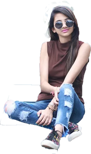 Stylish Indian Girlin Sunglasses PNG