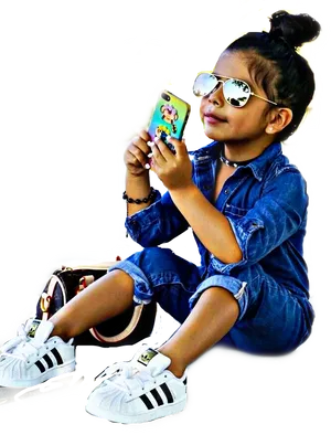 Stylish Kidwith Sunglassesand Smartphone
