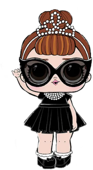 Stylish L O L Dollin Black Outfit PNG image