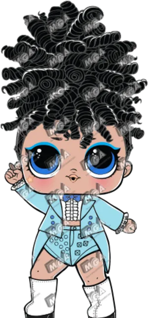 Stylish L O L Dollin Blue Outfit PNG image