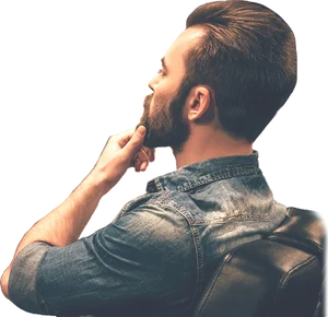 Stylish Man Contemplating Hairstyle PNG image