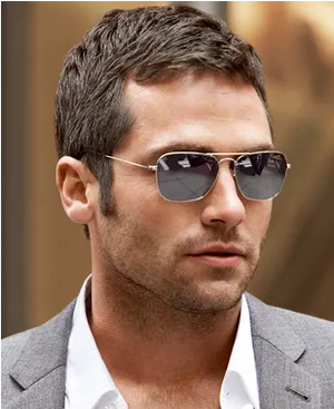 Stylish Man Short Haircut Sunglasses PNG image