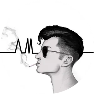 Stylish Man Smoking Illustration PNG image