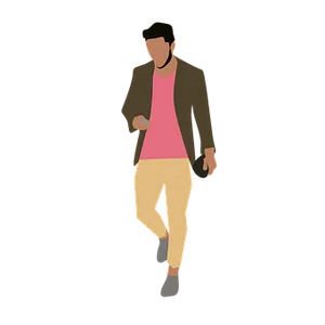 Stylish Man Walking Illustration PNG image