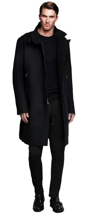 Stylish Manin Black Coatand Outfit