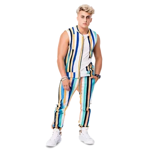 Stylish Manin Striped Outfit PNG