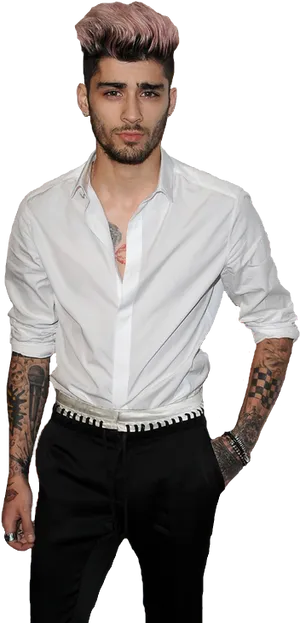 Stylish Manin White Dress Shirt PNG image