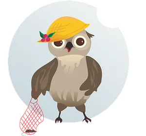 Stylish Owlwith Hatand Bag PNG image