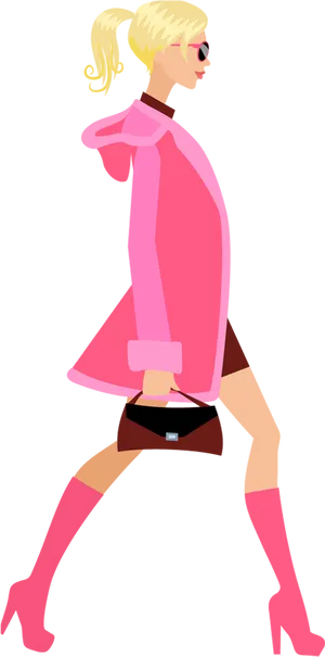 Stylish Pink Coat Fashion Illustration