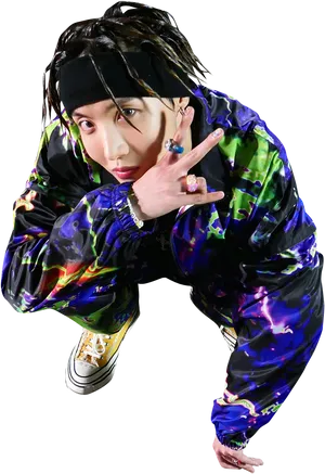 Stylish_ Pose_with_ Colorful_ Outfit PNG image