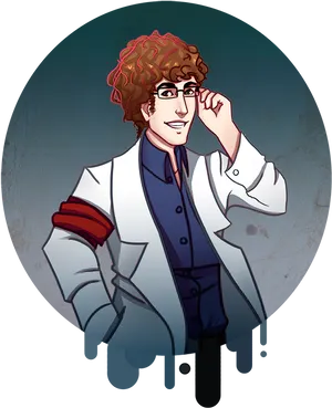 Stylish Professor Cartoon Character