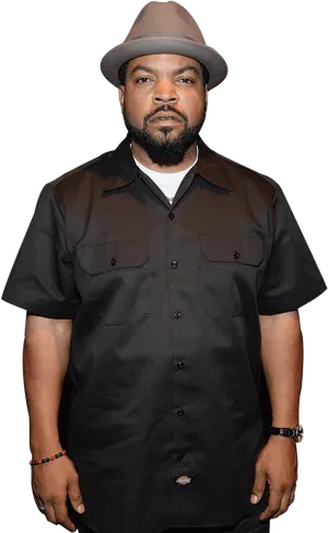 Stylish Rapperin Hatand Black Shirt PNG image