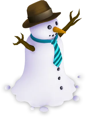 Stylish Snowmanwith Hatand Scarf Clipart PNG image