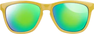 Stylish Sunglasses Green Gradient Lenses PNG image