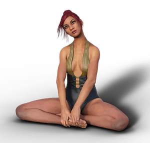 Stylish Woman Sitting Cross Legged