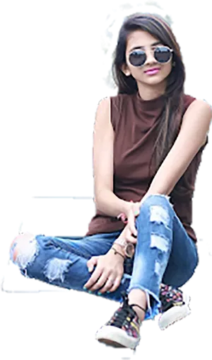 Stylish_ Woman_ Sitting_ Transparent_ Background.png PNG image