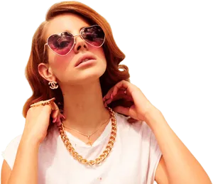 Stylish Woman Thug Life Pose PNG