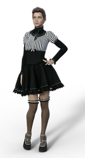 Stylish Womanin Blackand White Outfit
