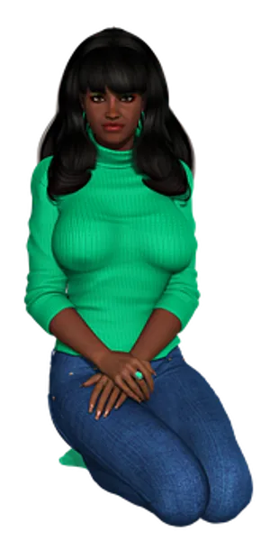 Stylish Womanin Green Sweater