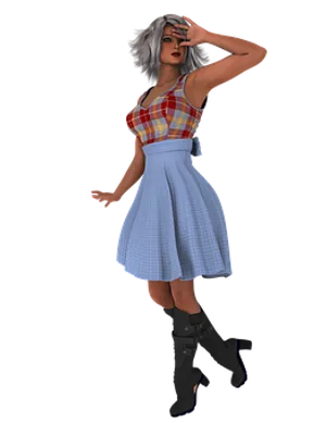 Stylish Womanin Summer Dressand Boots