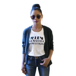 Stylish Womanin Sunglassesand Casual Wear PNG