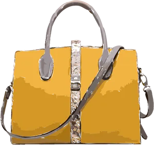 Stylish Yellow Handbag Illustration PNG image