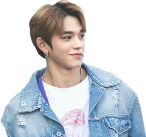 Stylish Young Manin Denim Jacket PNG