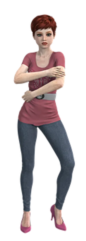 Stylish3 D Animated Woman Crossed Arms