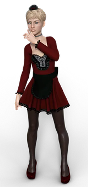 Stylish3 D Animated Womanin Redand Black Outfit