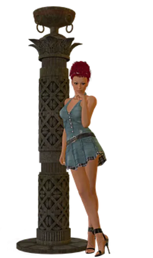 Stylish3 D Character Nextto Column