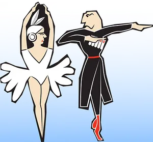 Stylized Ballet Dancers Illustration PNG image