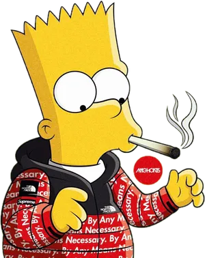 Stylized Bart Simpson Smoking PNG image