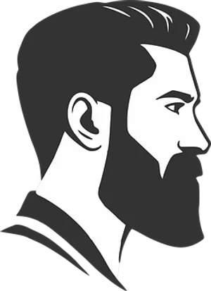 Stylized Bearded Man Profile Vector PNG