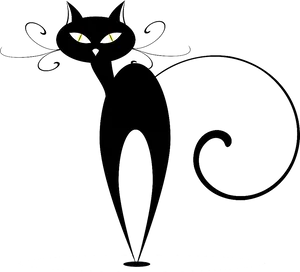 Stylized Black Cat Illustration PNG image