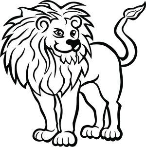 Stylized Black Lion Illustration PNG image