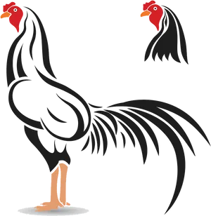 Stylized Black Rooster Illustration PNG image