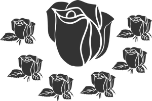 Stylized Black Roses Pattern