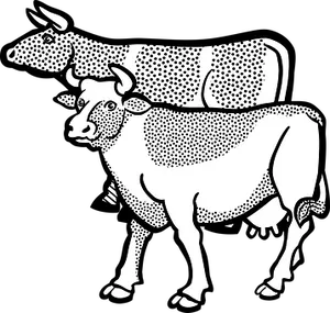 Stylized Blackand White Cows Illustration