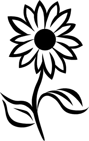 Stylized Blackand White Flower PNG image